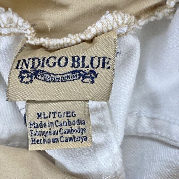 Indigo Blue Jeans Women XL Cream Stretchy Maternity Crossover Panel Skinny Pants - Picture 12 of 12